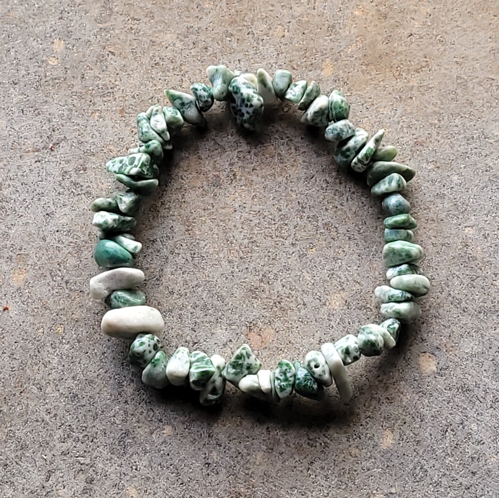 Green Spotted Jasper Stone Bracelet